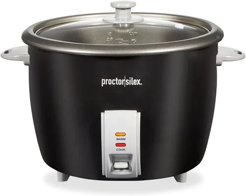 Vista 9 de Proctor Silex - Arrocera y vaporizador de alimentos, 6 tazas cocinadas (3 tazas sin cocinar), incluye cesta de vapor y enjuague, negro (37510)