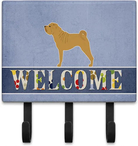 Vista 41 de Caroline's Treasures Afghan Hound - Gancho de pared de bienvenida, triple, multicolor Afghan Hound Welcome artwork on ceramic tile with three