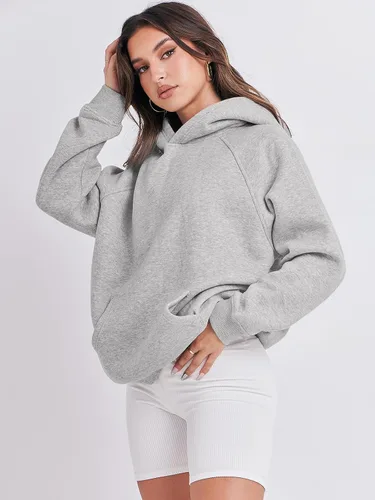Vista 3 de ANRABESS - Sudaderas con capucha para mujer, sobre talla, de vellón de manga larga, modelo de 2024, para otoño