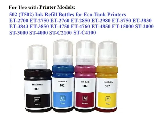 Vista 2 de Vivid Colors VC Cyan - Botella de repuesto de tinta compatible con T502 502 para ET-2700 ET-2750 ET-2760 ET-2850 ET-3830 ET-3850 ET-4750 ET-4760