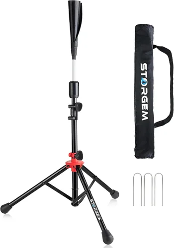 Vista 10 de Storgem Camiseta de béisbol de bateo, softball, altura fácil de ajustar, base de trípode portátil para práctica de entrenamiento de bateo, con bolsa