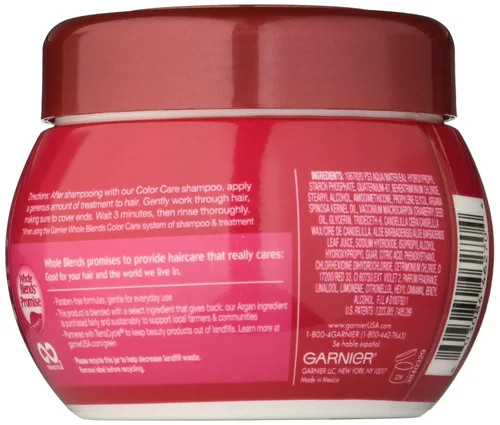 Vista 3 de Garnier Whole Blends - Mascarilla para el cuidado del color con aceite de argán y extractos de arándano, 10.1 onzas líquidas