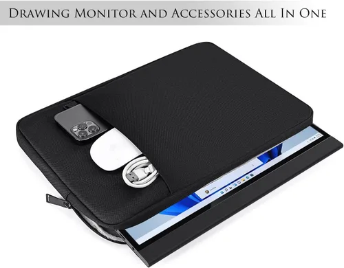 Vista 3 de Funda para monitor portátil de 15.6 pulgadas, funda de transporte para la mayoría de monitores portátiles de 15.6 a 16.1 pulgadas con bolsillo Negro