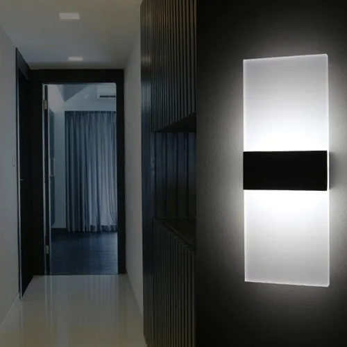 Vista 6 de Mobestech Lámpara de pared LED moderna de acrílico aplique de pared rectangular para dormitorio, sala de estar, escalera, hotel, pasillo, pasillo