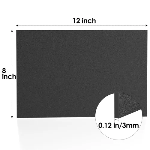 Vista 8 de Hoja de plástico ABS de 1/8 pulg. de grosor (3 mm) - 12" x 8", tablero termoplástico rígido impermeable negro para letreros, manualidades, proyectos