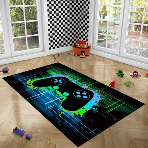 Vista 4 de BATATADOCE Alfombras de videojuegos para dormitorio de niños, alfombras para sala de juegos, decoración de juegos para niños, alfombra de área