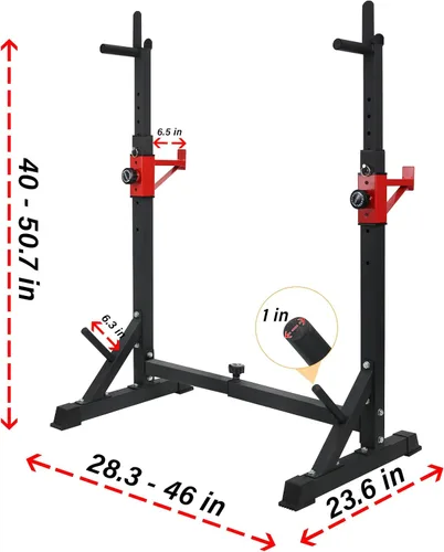 Vista 2 de BESTHLS Adjustable Squat Rack Stand with Barbell Rack, Weight Plate Holder, J Hooks,Dip Bar Station for Bench Press Strength Training Max Load