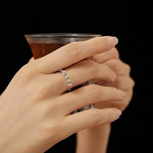 Vista 5 de PRAYMOS Anillo de plata de ley 925 ajustable abierto para mujer con caja de joyería, Plata Esterlina