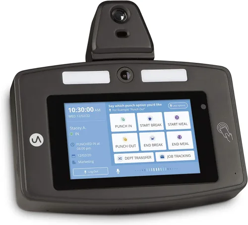 Vista 2 de uAttend Control de voz sin contacto y reloj de reconocimiento facial con lector de temperatura (DR2500)