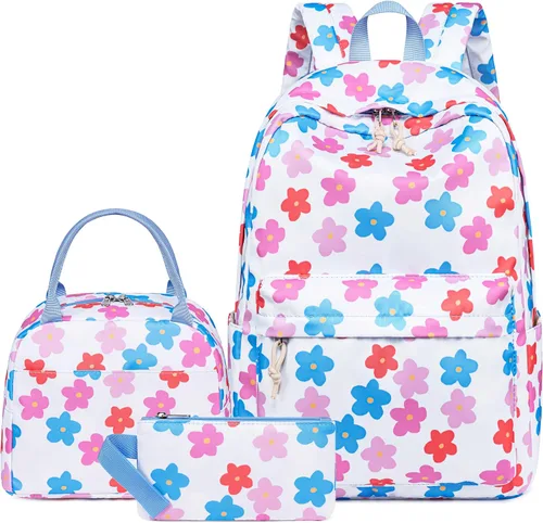 Vista 18 de LOIDOU Mochila para adolescentes y niñas, mochila escolar con lonchera y estuche para lápices, juego de bolsas escolares 3 en 1