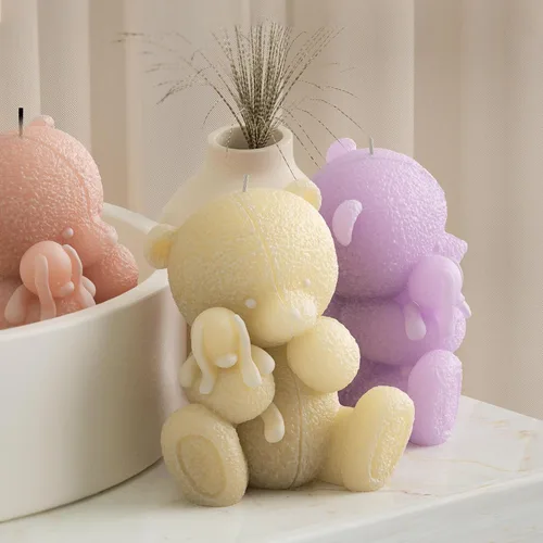 Vista 5 de Suture Bear Doll Bear Candle Animal Resina Casting Making Moldes Molde de silicona para velas Decoración del hogar Fabricación de velas Molde