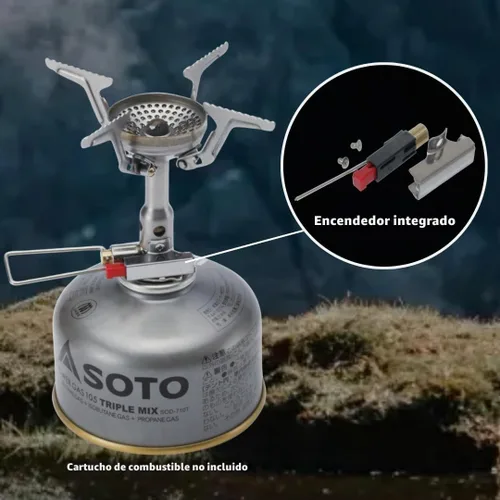 Vista 6 de SOTO Estufa Amicus con o sin estufa de camping encendedor, superior en condiciones de viento, resistente a los golpes y bajo costo con estufa