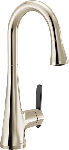 Vista 16 de Moen Sinema grifo de cocina desplegable de acero inoxidable con aumento de potencia y sistema retráctil, llave de cocina moderna de arco alto, fácil