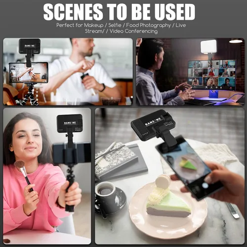Vista 7 de Luz de selfie - BANSINE Luz de teléfono LED recargable por USB - Luz de foto portátil con CRI de 97+, hasta 6500K de temperatura