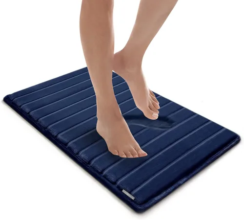 Vista 14 de Tapete de baño de espuma viscoelástica extra grueso, moderno, con infusión de carbón y base antideslizante GripTex, absorbente, de fácil cuidado