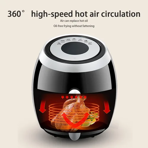 Vista 5 de Freidora de aire, horno eléctrico inteligente de 5 cuartos de galón sin aceite, freidora multifunción de gran capacidad de 1500 W con pantalla