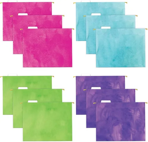 Vista 7 de Global Printed Products Carpetas colgantes impresas de diseñador de lujo, 4 patrones, tamaño carta, 12 por paquete (floral abstracto)