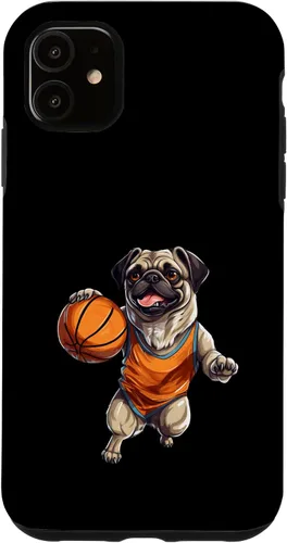 Vista 5 de Funda de diseño de baloncesto para iPhone 14 Cool Pug Playing