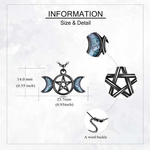 Vista 4 de URONE Hecate - Collar de plata 925 con colgante Wicca de Hécate con dije de diosa triple luna, joyería Wiccana, regalos para mujer