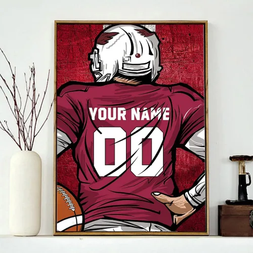 Vista 2 de Weadatty Pintura de diamante personalizada de fútbol con nombre y número, pintura personalizada de camiseta de fanático deportivo, arte de diamante