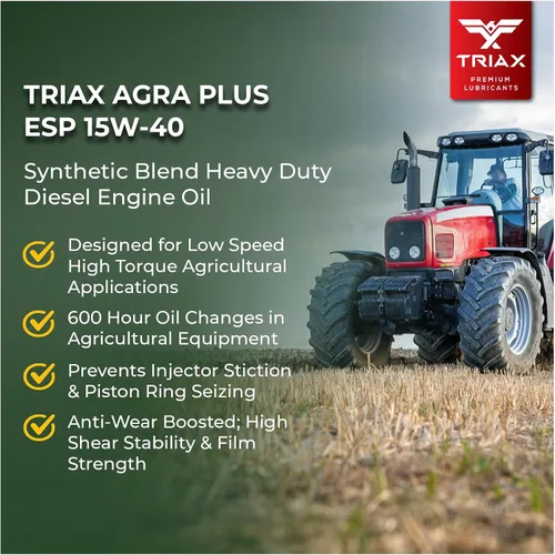 Vista 3 de TRIAX Agra Plus ESP 15W-40 CK-4 Syn-Blend - Aceite de motor diésel para equipos agrícolas y todoterreno, con licencia API Fo