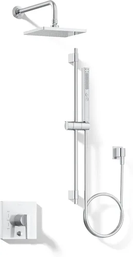 Vista 14 de Kohler K-26273-G-BL Honesty - Kit de ducha con cabezal de ducha, ducha de mano y molduras, 1.75 gpm, negro mate