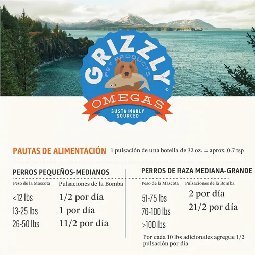 Vista 8 de Grizzly Pet Products Salmon Plus Omega 3-6-9 Suplemento alimenticio para perros y gatos, 32 onzas