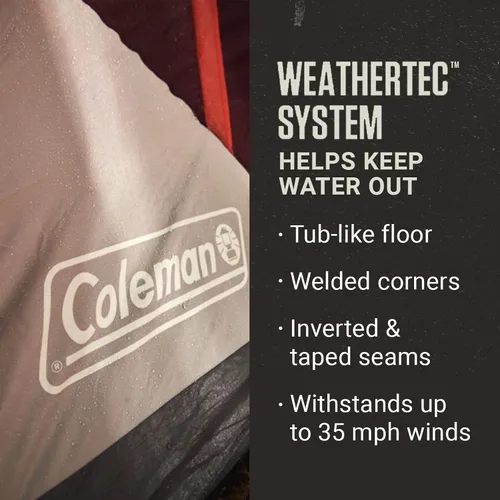 Vista 4 de Coleman Skylodge - Tienda de campaña familiar resistente a la intemperie, con lluvia y divisor de habitación, se adapta a 4 camas de aire