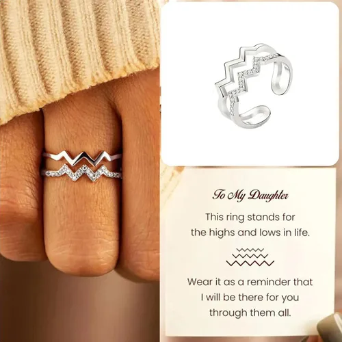 Vista 29 de Regalos para hija de mamá, anillo de circón de doble onda, anillos de madre e hija, artículos de moda, regalos de cumpleaños, Navidad, 2025