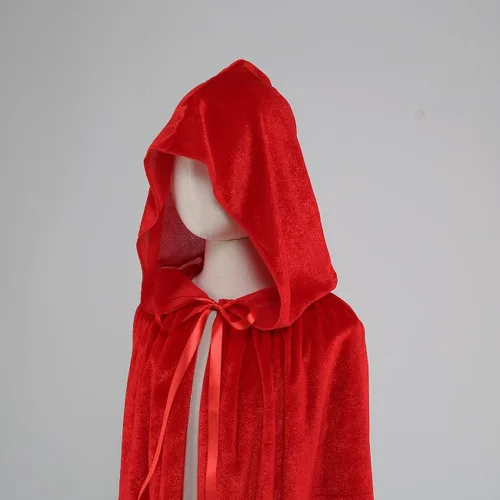 Vista 7 de Capa de terciopelo para niños con capucha, capa de disfraz para niños, capa de disfraz de Halloween, Navidad, Renacimiento