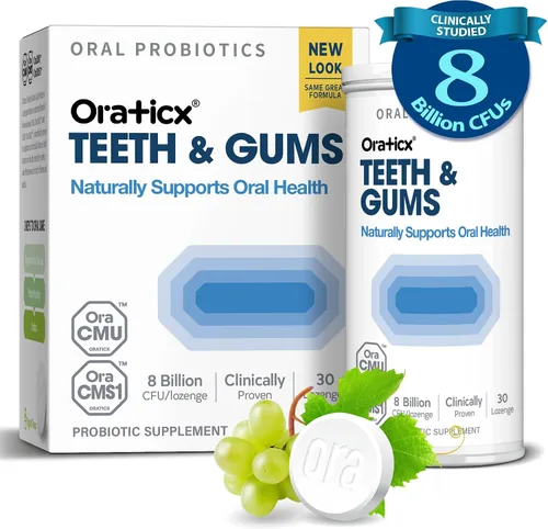 Vista 7 de OraTicx Probióticos orales para dientes y encías, 8 mil millones de UFC, apoya naturalmente la salud oral, el aliento fresco y la inmunidad