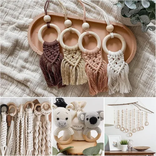 Vista 5 de 100 anillos de madera para manualidades de 2.2 pulgadas/2.165 in, anillos de madera maciza natural sin terminar, círculos de madera lisa