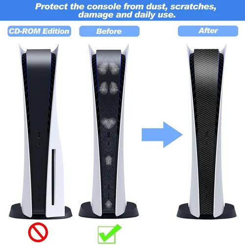Vista 4 de ZJRUI PS5 Console Middle Skin, Integral PS5 Digital Edition Host Middle Strip Sticker, Console Center Part Protection Strip Film, PS5 Middle Sticker