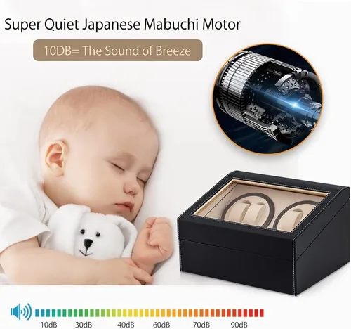 Vista 3 de J&T Technology Enrollador automático de reloj para 4 rotador de reloj + 6 almacenamiento de relojes, 2 modos de rotación, motor Mabuchi japonés