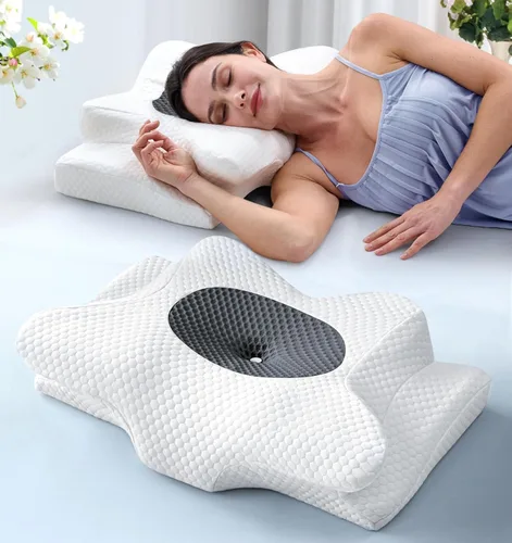 Vista 9 de Almohada cervical para el cuello para aliviar el dolor, almohada refrescante de espuma viscoelástica para dormir de lado, espalda y estómago