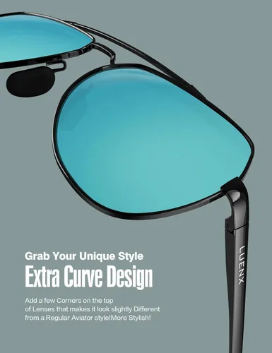 Vista 3 de LUENX Lentes de sol de aviador para hombres y mujeres, polarizados, marco de metal grande, protección UV 400
