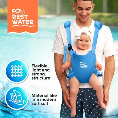 Vista 4 de Portabebés ergonómico de neopreno prémium para agua cálida y segura y diversión en la tierra (4-24 meses) - Arnés ajustable para bebés y niños