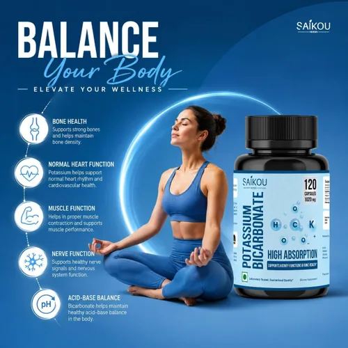 Vista 10 de Suplemento de potasio 1020 mg de bicarbonato de potasio de alta absorción, 120 cápsulas que apoya el equilibrio de electrolitos, la salud renal