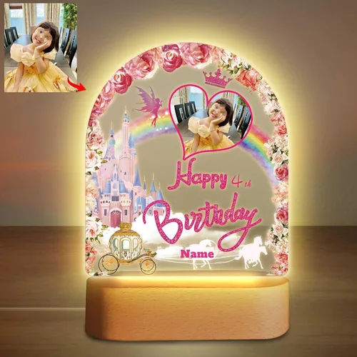 Vista 10 de Regalos de cumpleaños personalizados, lámpara de luz nocturna LED acrílica, placa de bola de cristal, nombre de foto personalizado, regalos