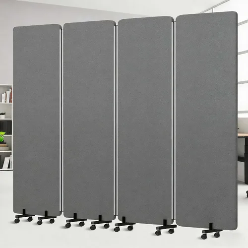 Vista 11 de Divisor de ambientes insonorizado, panel de privacidad con ruedas, divisor de pared de 4 paneles (marco de aluminio) para división de habitaciones