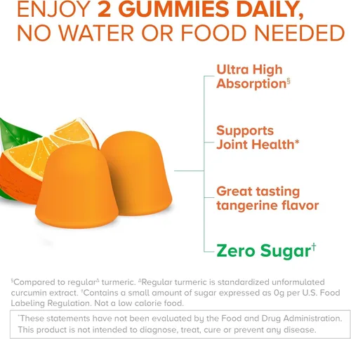 Vista 2 de Qunol - Gomitas de cúrcuma sin azúcar, 500 mg, goma de ultra alta absorción, 90 unidades Gluten Free Supplement that Supports Joint Health and a