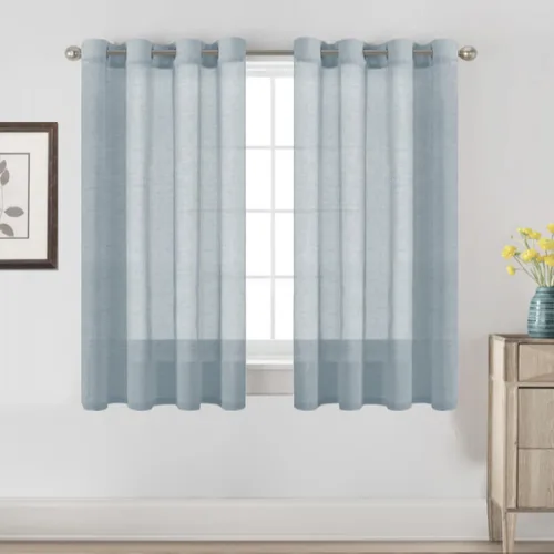 Vista 94 de H.VERSAILTEX Cortinas de lino de mezcla natural para sala de estar/cortinas de lino semitransparentes reductoras de luz de 54 pulgadas de largo