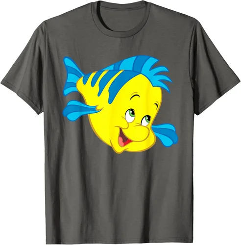 Vista 115 de Disney Camiseta de disfraz de cara grande de la Sirenita Flounder Sidekick