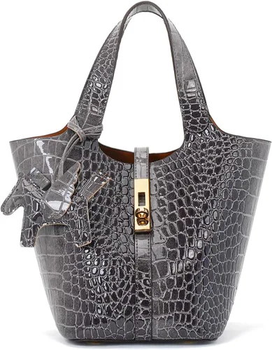 Vista 26 de Bolso de mano para mujer, de piel vegana, bolso de mano con asa superior, bolso de hombro con bolso pequeño desmontable