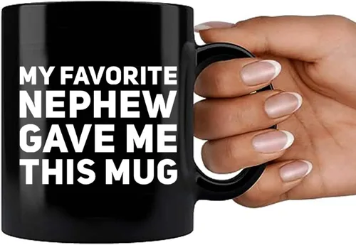Vista 7 de Taza de café de cerámica con texto en inglés «My Favorite Nephew Gave Me This Gift To Uncle Auntie», para el Día de la Madre, Día del Padre