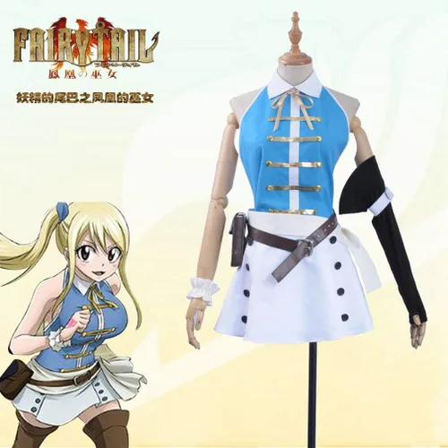 Vista 2 de Disfraz de cola de hadas Lucy Heartfilia para cosplay, falda sin mangas