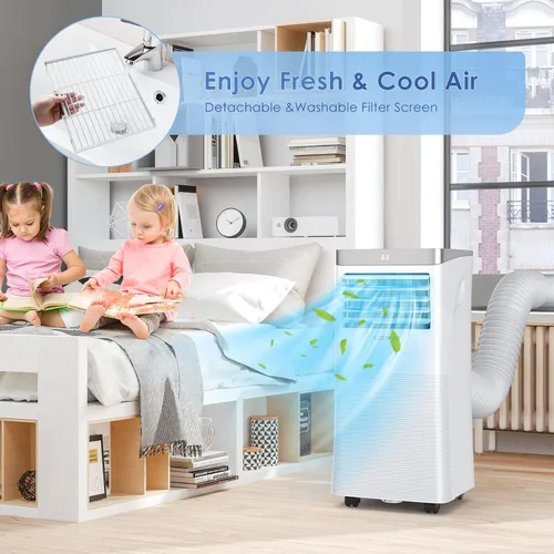 Vista 8 de COSTWAY Aire acondicionado portátil, enfriador de aire de 8000 BTU con modo ventilador y deshumidificador para habitaciones de hasta 230 pies