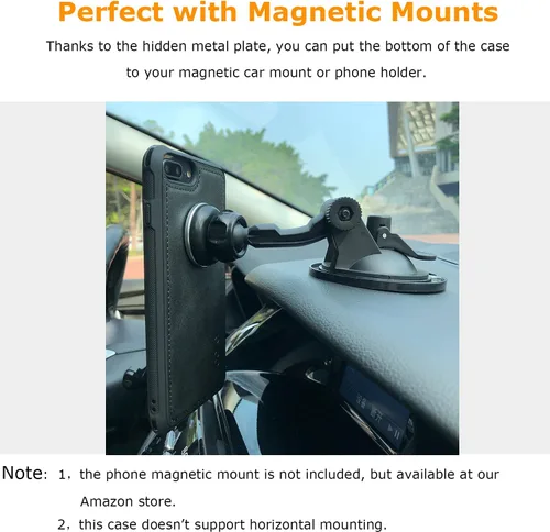 Vista 3 de MAG Series - Funda para iPhone 8 Plus/7 Plus/6 Plus, placa de metal integrada para montaje magnético, funciona con cargadores certificados Qi