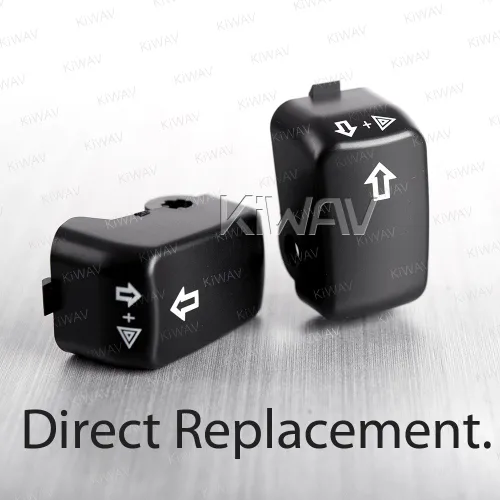 Vista 3 de KiWAV 6 botones negros para carcasa de interruptor compatibles con Harley '02- VRSC, '96-'13 XL, XR, FLHR, Dyna '96-'11, FLHRC '98-'01