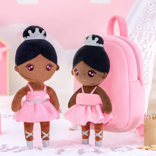 Vista 6 de Gloveleya Mochila para niñas pequeñas con muñeca de bailarina suave rosa a partir de 2 años